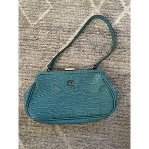 Vtg Y2K  Mini  Shoulder Bag Turquoise Blue Tommy Hilfiger Purse Faux Alligator